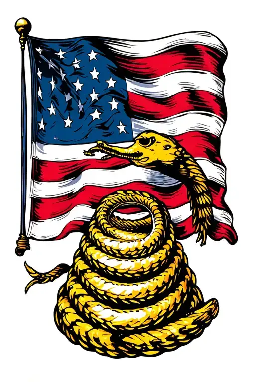 Gadsden flag, in god we trust, betsy ross american flag ,patriotic, western, tattoo design idea