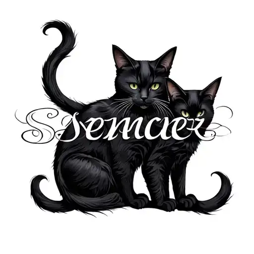 the name Spencer spelled with cats tails twist together tattoo design idea