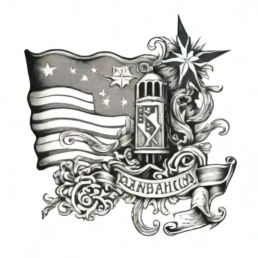 Dominican Republic and American flag tattoo design idea