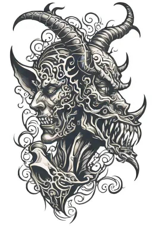 demons face tattoo design idea