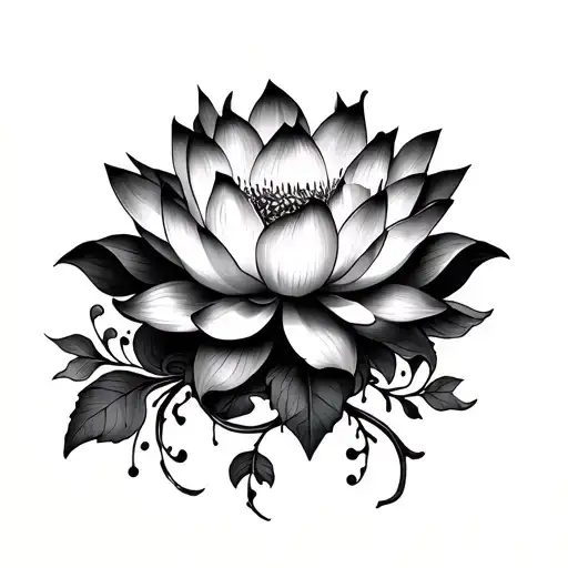lotus and vines wrapping tattoo design idea