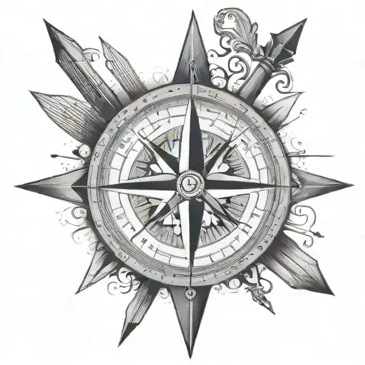 compass with a piercing arrow  tattoo design idea