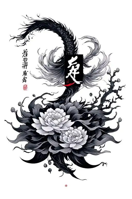 "my energy is both a blessing and a curse"  in Chinese traditional  tattoo design idea