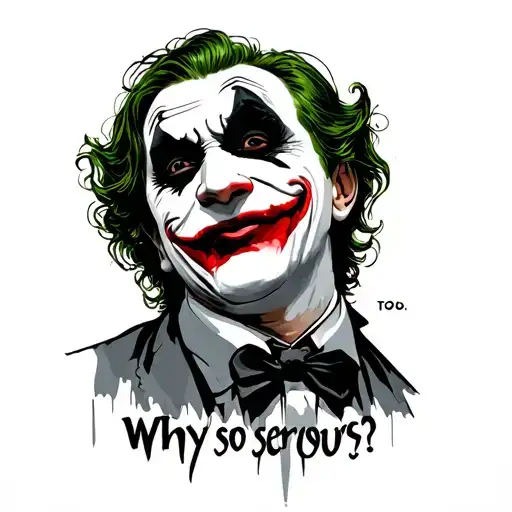phrase: why so serious? with the joker's smile tattoo design idea