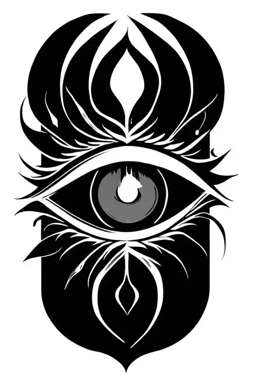 evil eye symbol with subtle elements tattoo design idea