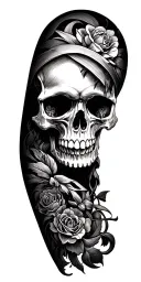 skull soft shading more line work leg sleeve tattoo design idea