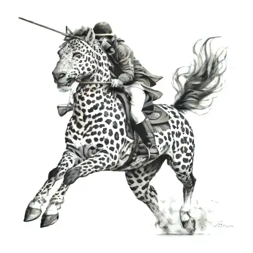 me riding my horse running from the jaguar attack tattoo design idea