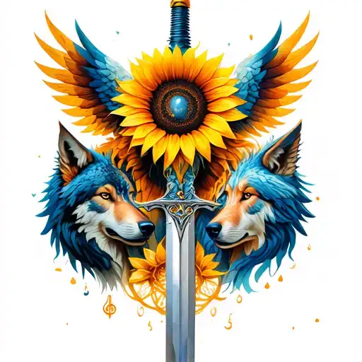  phoenix ,sword, sunflower, wolf , music, heart , angel , all religion symbols, tree of life tattoo design idea