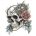 skeleton veins cobwebs flowers death brain gears spikes tattoo tattoo design idea