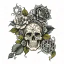 skeleton veins cobwebs flowers death brain gears spikes tattoo tattoo design idea