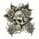skeleton veins cobwebs flowers death brain gears spikes tattoo tattoo design idea
