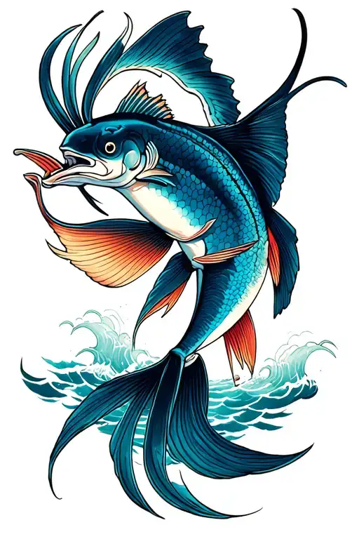 sailfish leaping tattoo design idea