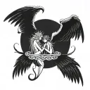 Wings Angel and Devil tattoo design idea