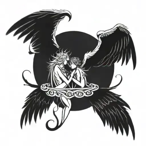 Wings Angel and Devil tattoo design idea