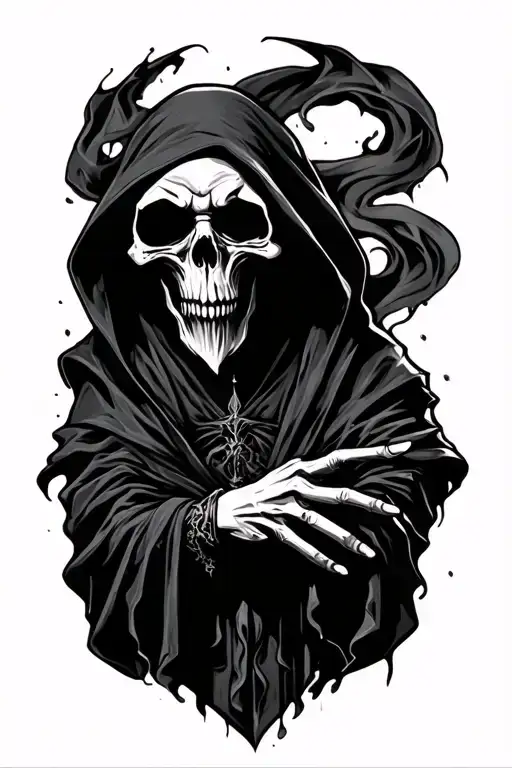 ethreal Smokey grim reaper tattoo design idea