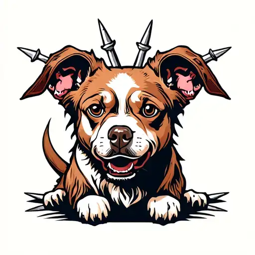 Cerbereus dog with nails and three heads tattoo design idea