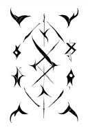 random weird mysterious ancient runes tattoo design idea