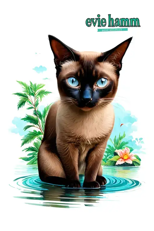 "evie hamm " islands in the stream with siamese cat playing tattoo design idea