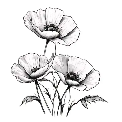 orange poppies tattoo design idea