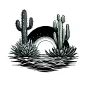sea ​​and cacti tattoo design idea