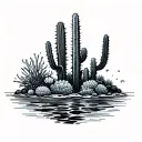 sea ​​and cacti tattoo design idea