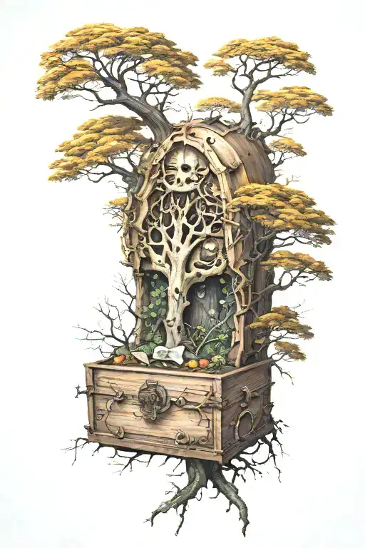 My coffin is still making noise in the forest. He is a tree. He is a tree. he nurses nests tattoo design idea