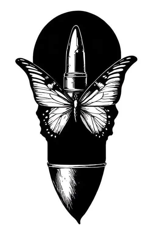 bullet with butterfly wings tattoo design idea