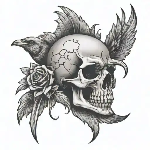 Dark mark with raven skull tattoo design idea