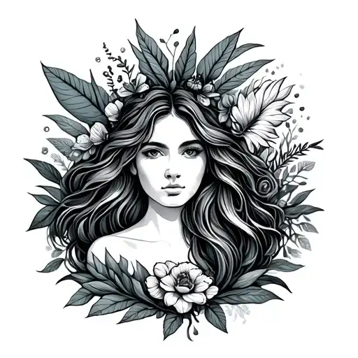 hippie soul, plant growing, motherhood tattoo design idea