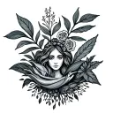 hippie soul, plant growing, motherhood tattoo design idea
