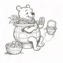 winnie the pooh with honey pot tattoo design idea