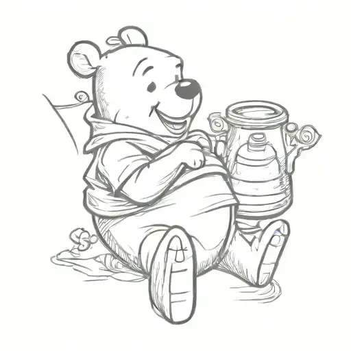 winnie the pooh with honey pot tattoo design idea