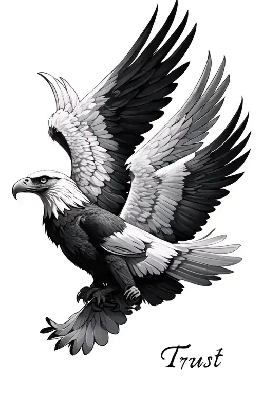 2 eagles trust falling angel with feathers tattoo design idea