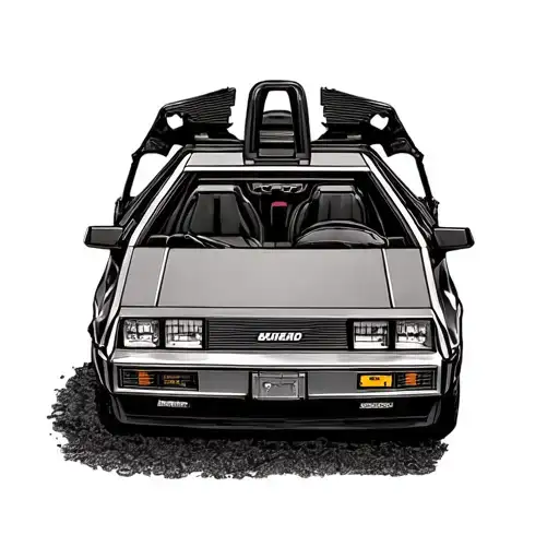 delorean car dad memory tattoo design idea