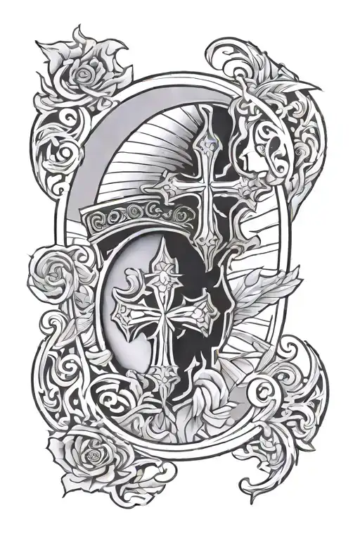 western cross section tattoo design idea