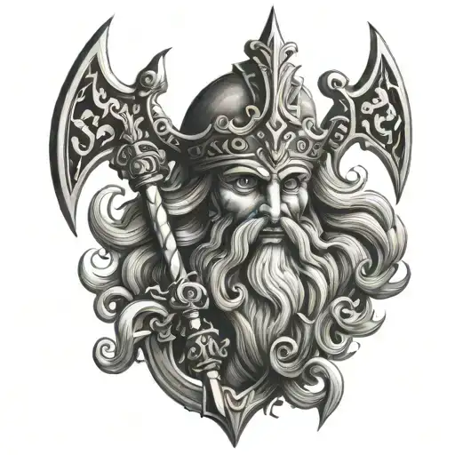 Poseidon trident tattoo design idea