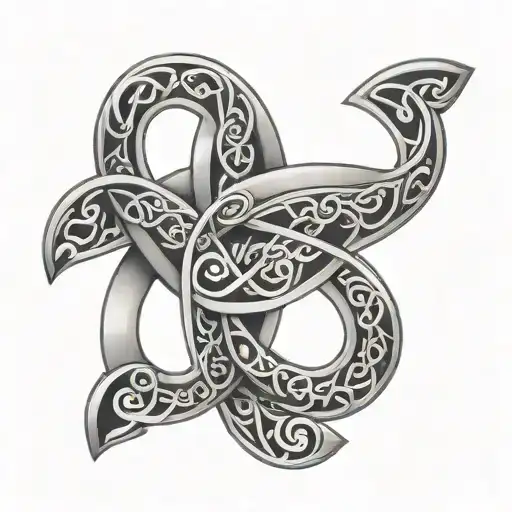 triquetra, polyamory infinity heart with triquetras tattoo design idea