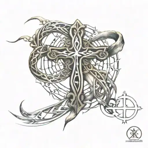 cross and infinity symbol integrated tattoo design idea