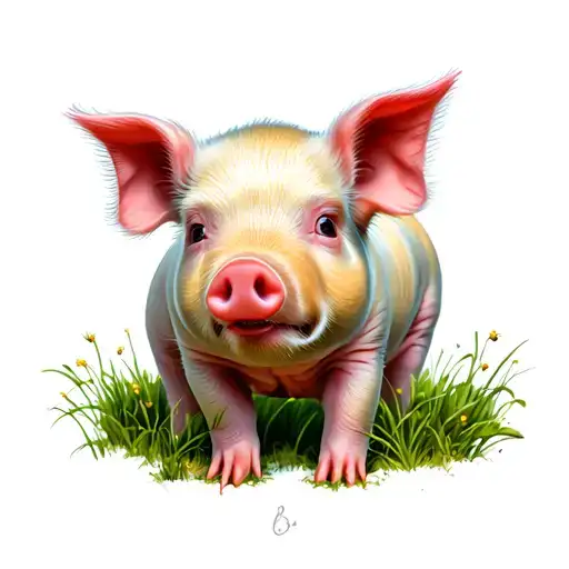 baby pig tattoo design idea