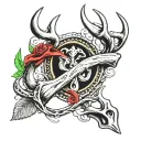 suicide awareness, usmc veteran, fishing hook, deer antler, memorial tattoo tattoo design idea