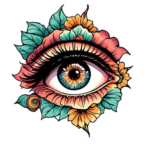 one closed eye tattoo design idea