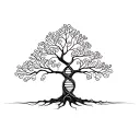 tree with dna stranded-shape trunk symbolizing life  tattoo design idea