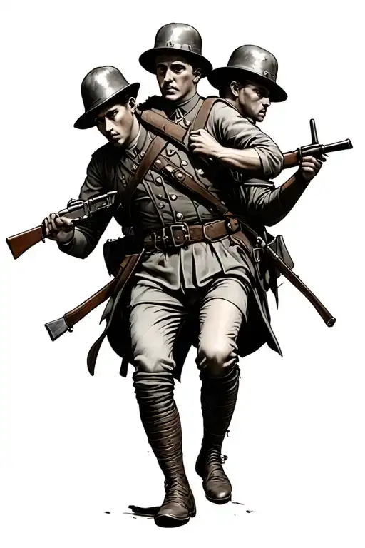 1916 Irish rebels, soldiers fighting off invaders tattoo design idea