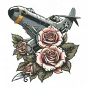Aeroplane roses tattoo design idea