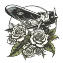 Aeroplane roses tattoo design idea