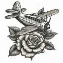 Aeroplane roses tattoo design idea