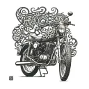 Combine intricate motorbike parts with Persian calligraphy inspired by Tehran street art tattoo design idea