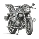 Combine intricate motorbike parts with Persian calligraphy inspired by Tehran street art tattoo design idea