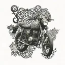 Combine intricate motorbike parts with Persian calligraphy inspired by Tehran street art tattoo design idea