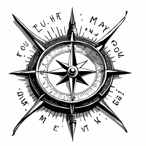 small compass with saying about choosing right path tattoo design idea